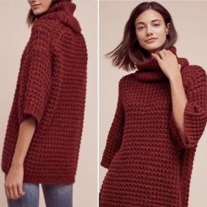 Plenty by Tracy Reese Burgundy Chunky Knit Turtle Neck